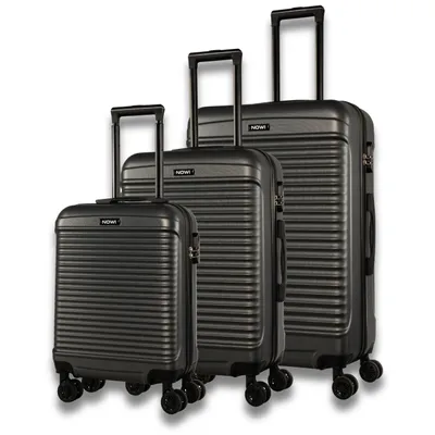 Produktbild von NOWI Kofferset Las Palmas – 3-teiliges Koffer Set mit Zahlenschloss, 4 Doppelrollen 360° drehbar, leicht & robust – Reisekoffer Set (grau, Set)