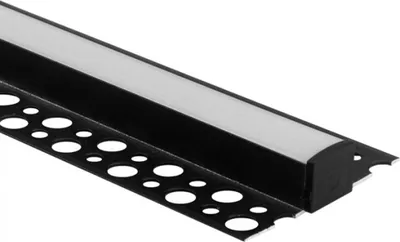 Obrázok produktu pre Hliníkový povrchový profil čierny pre LED na doskách KARTON / GIPS 2 m s mliečnym difúzorom a krytkami Ecolight