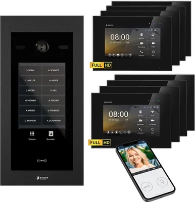 Produktbild von BALTER EVO HD Touch 7 Schwarz/Schwarz 4x7" +4x7" WiFi Video Türsprechanlage bis 1000 Familienhaus
