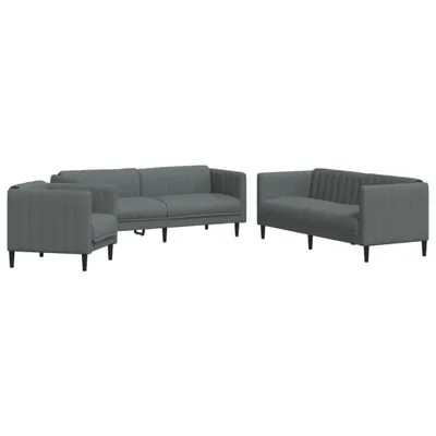 Produktbild von 3-tlg. Sofagarnitur Dunkelgrau Stoff
