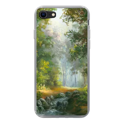 Produktbild von MuchoWow® Handyhülle Schutzhülle Hülle für iPhone 8 Wald - Ölgemälde - Sommer Silikon Softcase Handy Hülle - Schutzhaube