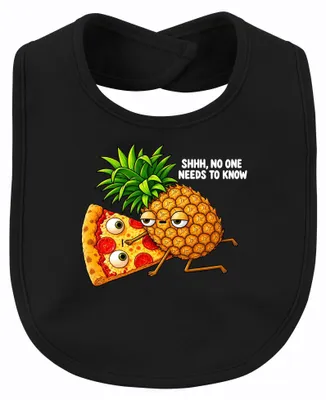 Productafbeelding van Ssst, niemand hoeft het te weten. Pizza Hawaii, ananas, grappig, grappige afbeelding, baby, zwart, one size