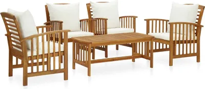 Produktbild von ZMH 5-tlg. Garten-Lounge-Set mit Auflagen Massivholz Akazie