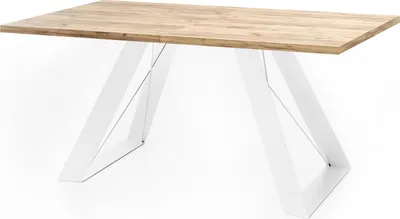Obrázok produktu pre Jedálenský stôl Colter White v modernom štýle, obdĺžnikový stôl - rozťahovací od 140 cm do 240 cm, kovové nohy s práškovou úpravou v bielej farbe - 140 x 80 cm - dub Craft