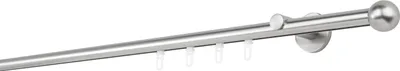 Produktbild von Gardinenstange Maß Innenlauf 20mm Ball 1-lauf Wand 6,5cm Farbe: Edelstahl-Optik, Größe: 300cm