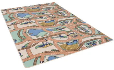Produktbild von Kinder und Spielteppiche | Große Auswahl an Straßenteppichen | Pflegeleicht und Strapazierfähig, Größe:80x200 cm, Design:Strassenteppich Beige