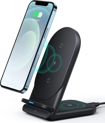 Image de AUKEY LC-A2-Bla Aircore Series 2-in-1 Wireless Charging Stand, noir Chargeur sans fil Qi