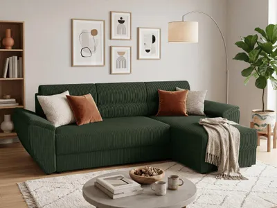 Obrázok produktu pre Rozkladacia rohová sedačka TAVERO 251x140, tmavo zelená Poso 14