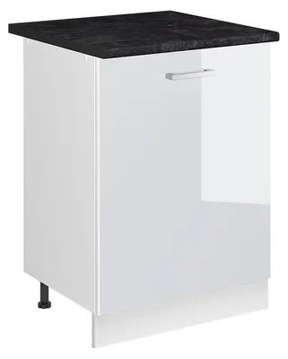 Imagen del producto de Mueble bajo de cocina Vicco R-Line Blanco alto brillo/Blanco 60 cm con 1 puerta encimera Antracita, Model 72143
