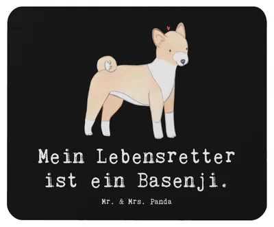 Produktbild von Mr. & Mrs. Panda Mousepad Basenji Lebensretter - Schwarz - Geschenk, mousematte, Mauspad, Kongo-Terrier, laptop, Mouse Pad