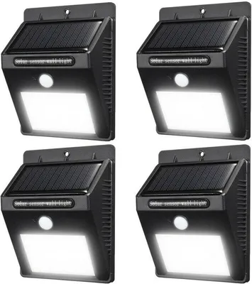 Produktbild von 4 x Wasserdichte Solarbetriebene Wandhalterung LED-Licht Gartengarten im Freien Landschaft Zaun Yard Lampe