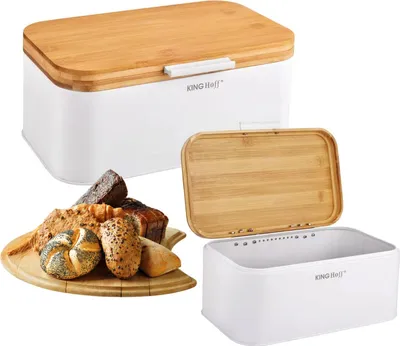 Produktbild von Kinghoff Brotkasten Aus Bambus Und Stahl Kh-1795