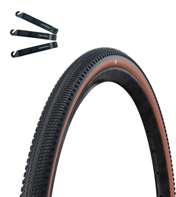 Produktbild von 1 x Schwalbe G-One Comp Fahrradreifen Active K-Guard Green Compound E-25 Schwarz/Bronze 40-622 (28 x 1.50") inkl. maxxi4you Reifenheber
