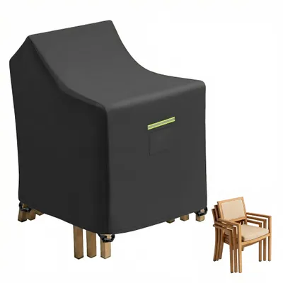 Produktbild von (71*91*120cm）600D Wasserdichte Gartenstuhl Abdeckung, Outdoor Sessel Schutzhülle mit Kordelzug, Klickverschluss & Lüftung, Reißfest, Schwarz