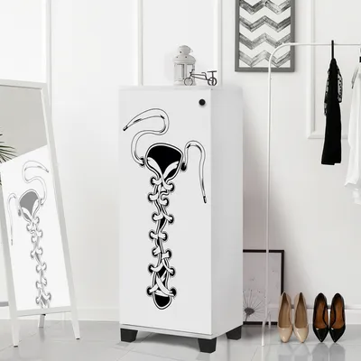 Immagine prodotto di Skye Decor, Filinta Bağcık - Bianco, scarpiera, bianco, 100% pannelli truciolari rivestiti in melamina, 50 x 38 x 127 cm