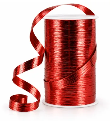 Produktbild von Geschenkband Ringelband Metallic 10mm x 100m Rolle Rot