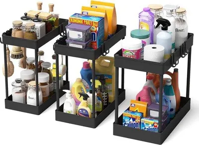 Produktbild von Famanu Organizer Set für unter Waschbecken - 3-teilig, platzsparend, schwarz