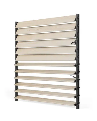 Produktbild von Woodino Garten-Shutters 120 cm mit 12 Holzlamellen, astfreie Kiefer, schwarzes Stahlsystem, Premium, Pavillon, Pergola, Terrasse, Garten