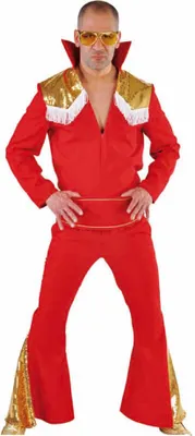 Produktbild von M212235-7-M rot-gold Herren Disco Anzug Rockstar Gr.M