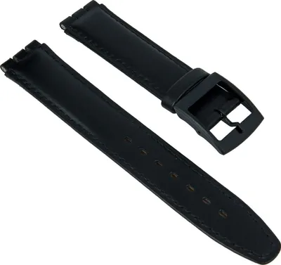 Produktbild von Uhrenarmband Leder schwarz passend zu Swatch Uhren 17mm 19944B