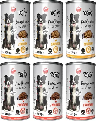 Produktbild von Tuftuf | Nassfutter für Hunde - 6x1250g - Fleischstücke In Soße - 81% Feuchtigkeit - Vollwertige Ernährung