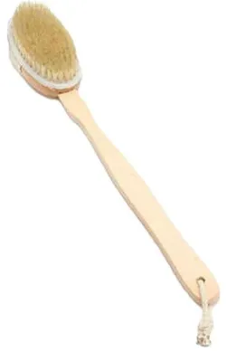 Image de Brosse de bain UNIQ en bois de hêtre avec long manche de 41,5 cm - Brosse sèche pour massage et gommage
