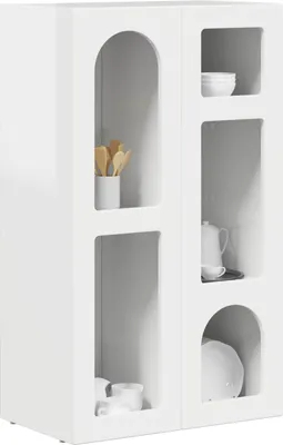 Image de vidaXL Sideboard blanc brillant 59 x 35 x 100,5 cm Matériau dérivé du bois