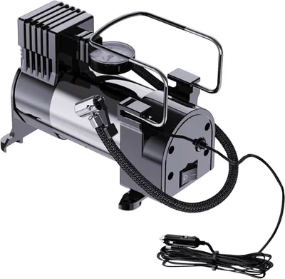 Immagine prodotto di Pompa per pneumatici per auto - Compressore portatile - Gonfiaggio pneumatici - Gonfiaggio rapido dei pneumatici - 18 x 16,5 x 11 cm - Nero