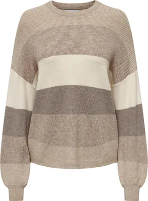 Produktbild von ONLY ONLATIA L/S STRIPE PULLOV KNT NOOS Feather Gray/W. BEIGE/WHITECAP GRAY XL