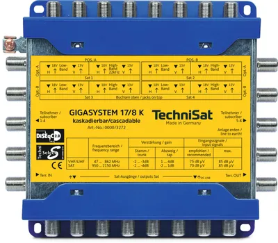 Zdjęcie produktu dla TechniSat GigaSystem 17/8 K, Niebieski, Żółty, 175 mm, 154 mm, 48 mm, 600 g, 294 mm