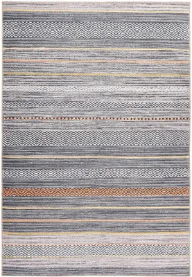 Produktbild von Qiyano Teppich Skani Kurzflor Print Design für Wohnzimmer Blau Grau Orange Beige, 190 x 290 cm