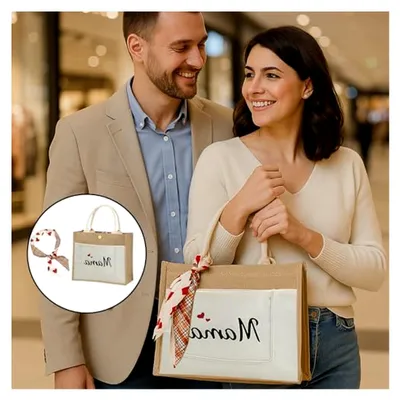 Produktbild von Geschenke für Mama, Jutebeutel Damen Jute Tasche Personalisiert Muttertag Geburtstag Geschenk Jute Shopper Einkaufstasche zum Plotten Geschenkidee für Mütter Frauen