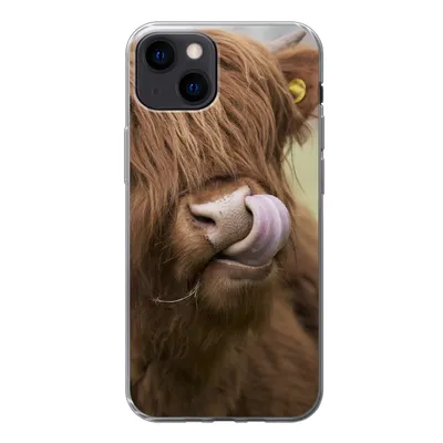 Produktbild von MuchoWow® Handyhülle Schutzhülle Hülle für iPhone 13 Schottischer Highlander - Braun - Tiere Silikon Softcase Handy Hülle - Karteninhaber