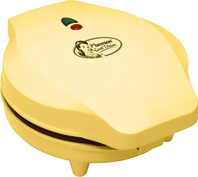 Produktbild von Bestron Waffeleisen für klassische Herzwaffeln, Waffelmaker mit Antihaftbeschichtung für Waffeln in Herzform, Retro Design, 700 Watt, Farbe: Gelb