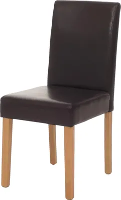 Produktbild von Esszimmerstuhl klassisch und zeitlos | HxBxT 90x43x56cm | Sitzhöhe 45cm | Leder | helle Beine | Braun | Küchenstuhl Stuhl