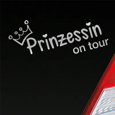 Produktbild von Auto Aufkleber Prinzessin on tour Krone Mädels 20x10 cm Silber Sticker Heckscheibenaufkleber