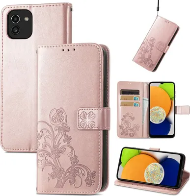 Produktbild von König Design Hülle kompatibel mit Samsung Galaxy A03 Kunstleder Handyhülle - Handy Case Rosengold