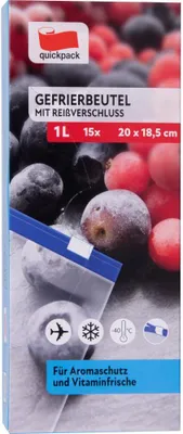 Produktbild von Gefrier-/Allzweckbeutel mit Reißverschluss 1,0 l, 15 Stück 20 x 18 cm