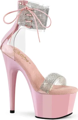 Produktbild von ADORE-727RS Pleaser Damen Plateau Riemchen Sandaletten Strass Manschette babypink
