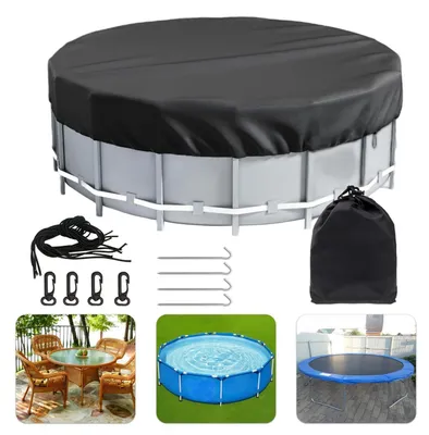 Image de Couverture de piscine ronde, diamètre 310 cm, protection UV, bâche de piscine noire
