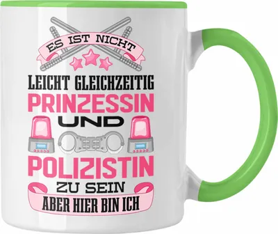 Produktbild von Trendation - Polizistin Geschenk Tasse mit Spruch Geschenke Polizei Frauen Lustig Blaulichtmilieu (Grün)