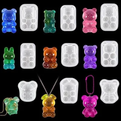 Produktbild von Silikon Malset mit 9 Stücken - DIY Schmuckformen - Epoxy Gussformen - Bunte Tiere - für Gummibärchen - Silikonformen