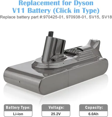 Produktbild von 25.2V 6000mAh V11 V15 Akku für Dyson V11 SV15 SV16 Absolute Extra V11 Animal Extra V11 Complete Extra V11 Fluffy Extra Staubsauger