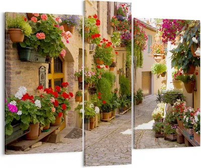 Produktbild von Bild auf Leinwand - Leinwandbild - Blume Straße Haus - 95x80cm - Wand Bild - Wanddeko - Wandbilder - Leinwanddruck - Bilder - Kunstdruck - Wanddekoration - Leinwand bilder - Wandkunst - CB95x80-3586