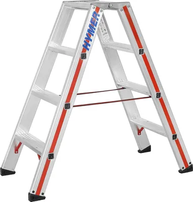 Klappleiter 2x4 Stufen, beidseitig begehbar, 45 cm Standhöhe, Alu