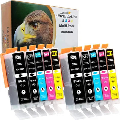 Zdjęcie produktu dla 10 sztuk wkładów atramentowych D&C XL kompatybilnych z wkładami Canon PGI-570 i CLI-571 do drukarek z serii Pixma MG/TS: MG5700, MG6800, MG7750, TS5050, TS6050, TS8050, TS9050, TS9055