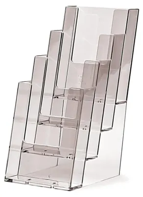 Produktbild von Prospekthalter DIN lang vierstufig Aufsteller Prospektständer Flyerhalter Acryl glasklar Prospekthalter DIN lang