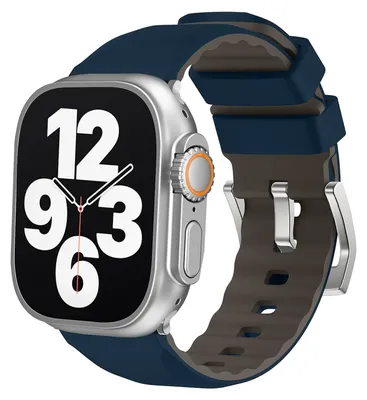 Image de Bracelet de sport en silicone bicolore pour Apple Watch SE 2023 40 mm - Bracelet de rechange bleu foncé