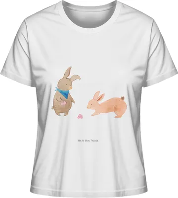 Produktbild von Mr. & Mrs. Panda Baumwoll T-Shirt Damen Hasen Muschel Größe M - Weiß - Geschenk, Beste Freundin, Strand, Meer, Basic Shirt, Mit Print, Urlaub, BFF, Oberteil, Muttertag