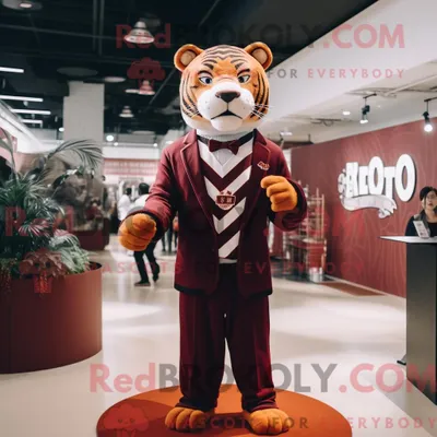Produktbild von Kastanienbraunes REDBROKOLY Tiger-Maskottchen-Kostüm mit Blazer und Schals
